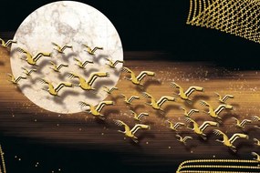 Quadro su tela – Volo di uccelli durante la luna piena