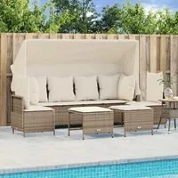 Set Divano da Giardino 5 pz con Cuscini Beige in Polyrattan 3261555