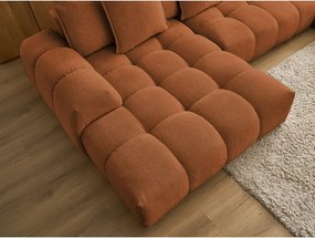 Divano angolare color terracotta allungabile e con contenitore (penisola a destra/a U) con rivestimento in ciniglia Everest – Bobochic Paris