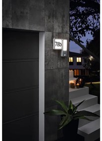 Applique LED moderno da esterno Cheira per numeri civici grigio IP44, con sensore crepuscolare luce bianco caldo 600 lumen, EGLO