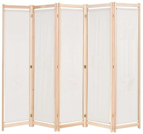 Paravento A 5 Pannelli Crema 200x170x4 Cm İn Tessuto /