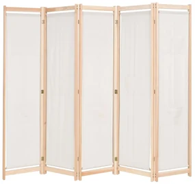 Paravento A 5 Pannelli Crema 200x170x4 Cm İn Tessuto /