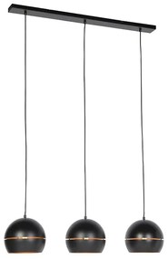 Lampada a sospensione di design nera con interno dorato 3 luci - Buell