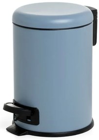 Cestino bagno con pedale in acciaio inox azzurro polvere 3L e secchio interno estraibile