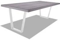 Tavolo da pranzo in legno e metallo con piedi trapezoidali bianchi - 160x90 cm