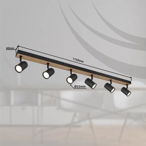 Globo 57911-6DBW - Faretto ROBBY 6xGU10/35W/230V nero/marrone