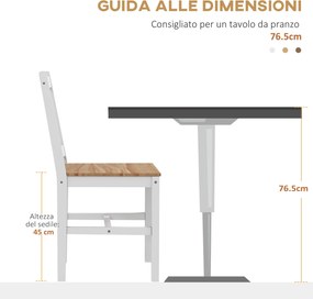 Set 4 Sedie per Cucina e Soggiorno con Schienale a Croce 41x46,5x86 cm in Legno di Pino Bianco e Rovere...