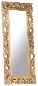 Specchio Intagliato a Mano 110x50 cm in Legno Massello di Mango