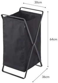 Cestino pieghevole nero per la lavanderia Tower - YAMAZAKI