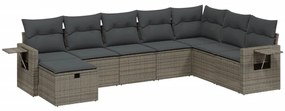 Set divano da giardino 8 pz con cuscini grigio in polyrattan