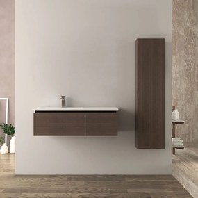 Mobile da bagno 100 cm rovere scuro Mono Slide finitura soft