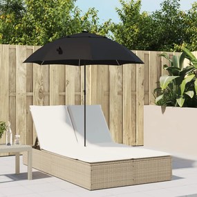 Lettino Prendisole Doppio Cuscini E Parasole Beige Polyrattan /