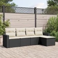 Set Divani da Giardino 5 pz con Cuscini in Polyrattan Nerocod mxl 114355