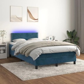 Letto A Molle Con Materasso E Led Blu Scuro 120x200cm /