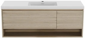 Mobile per bagno sospeso lavabo singolo 150 cm  Naturale chiaro - PUJUKA