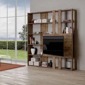 Libreria con porta TV in legno Noce 178x204h cm - KATO M