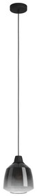 Lampadario Glamour Sedbergh nero paralume grigio e nero e trasparente E27 Ø20cm EGLO