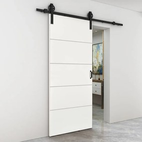 Porta scorrevole reversibile Fourlines in mdf bianco, L 93 x H 212 cm, con binario Rodeo