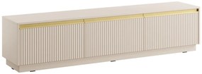 Mobile TV sospeso o da appoggio con 3 ante in MDF Beige e Dorato - POSINIA di Pascal MORABITO
