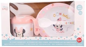 Trade Shop - Disney Baby Set Pappa 3 Pezzi Minnie Mouse Rosa Prima Pappa Per Bambini Asilo