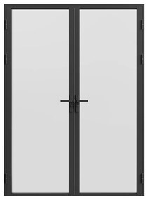 Blocco porta reversibile a due battenti 2xH204xL73cm in Alluminio e Vetro temperato smerigliato Nero  - LOXTON