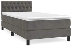 Giroletto a molle con materasso grigio scuro 90x200 cm velluto