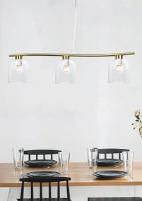 Lampadario Neoclassico Candice ottone paralume bianco 3x E27 NOVECENTO