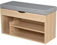 Easycomfort Scarpiera 2 in 1, Panca in Legno con Seduta Imbottita e Scomparto Nascosto, per Entrata/Ingresso, 80 x 30 x 48cm