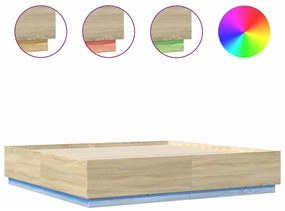 Giroletto cassetti luci led sonoma 200x200 cm legno multistrato
