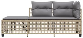 Set divano ad angolo 3 pz con cuscini beige misto polyrattan