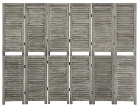 Divisorio a 6 pannelli grigio 214x166 cm in legno massello