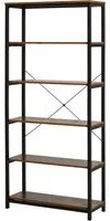 EasyComfort Libreria Verticale in Stile Industriale Vintage, Scaffale Salvaspazio con 6 Mensole in Legno e Metallo Nero, 80x30x180cm