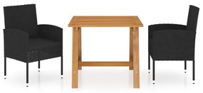 Set Mobili Da Pranzo Per Giardino 3 Pz Nero /