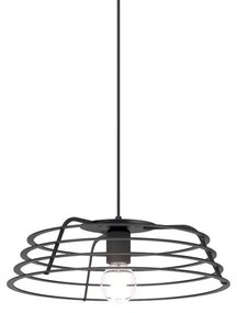 Lampadario Design Ra nero paralume bianco E27 Ø40cm