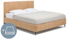 Letto matrimoniale imbottito color senape con materasso incluso/con rete inclusa 160x200 cm Noira Slim – Bonami Selection