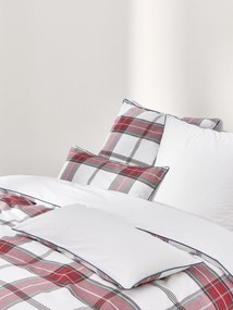 Copripiumino in cotone percalle a quadri con bordino Scarlet