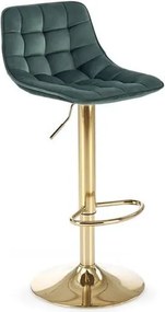 Sgabello da bar H-120 in velluto verde/oro