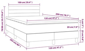 Letto a Molle con Materasso e LED Blu 120x200cm in Tessuto