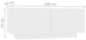 Comodino Bianco 100x35x40 cm in Legno Multistrato