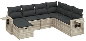 Set divani da giardino 7pz con cuscini grigio chiaro polyrattan