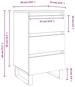 Comodini 2 pz Rovere Fumo 40x35x69 cm in Legno Multistrato