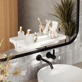 Mensola da bagno autoportante bianca in plastica riciclata Flex Adhesive - Umbra