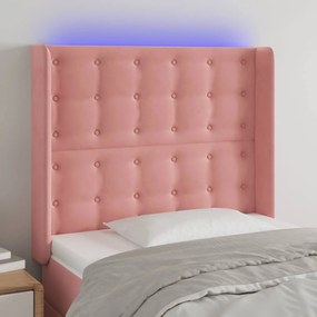 Testiera A Led Rosa 103x16x118/128 Cm İn Velluto /