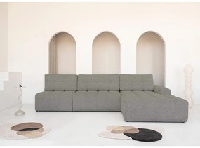 Divano angolare componibile marrone chiaro allungabile/con contenitore (con penisola a destra) Lulu – Miuform