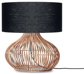 Lampada da tavolo con paralume in tessuto nero e naturale (altezza 60 cm) Kalahari - Good&amp;Mojo