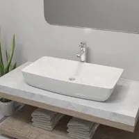 Lavello Bagno con Miscelatore in Ceramica Rettangolare Bianco 275493