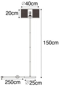 Lampada da terra orientale bianca con rattan 40 cm - Akira