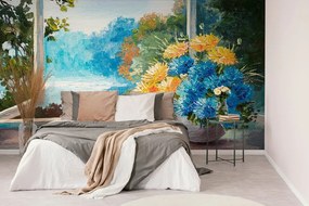 Carta da parati – Bouquet primaverile alla finestra