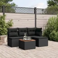 Set Divani da Giardino 5 pz con Cuscini in Polyrattan Nero 3223591