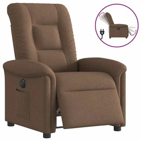 Poltrona Elettrica Reclinabile Marrone İn Tessuto /